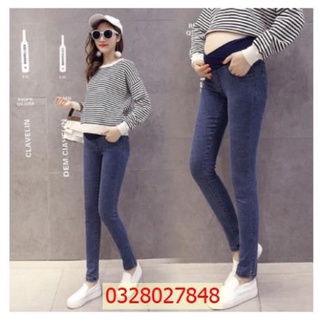 Quần bầu jean cạp chéo có chun chỉnh bụng co dãn thoải mái