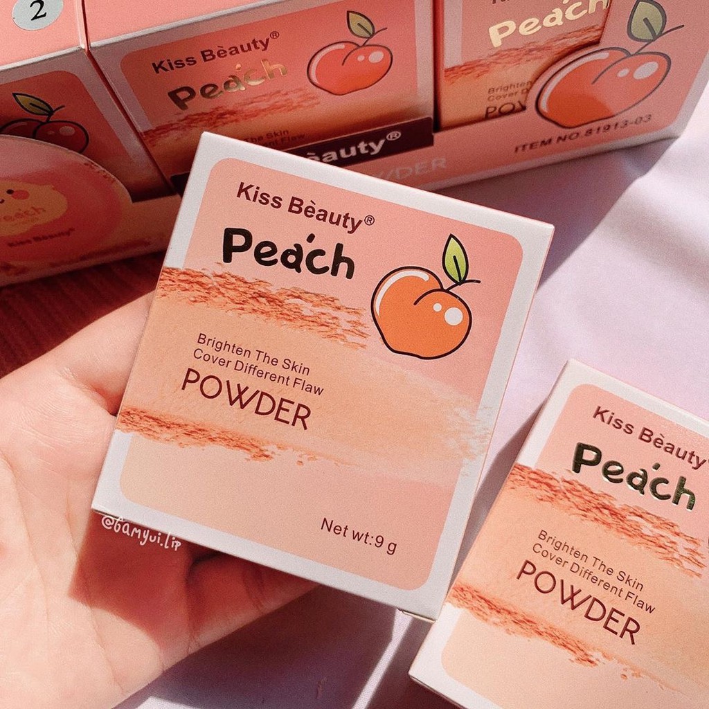 Phấn KISS BEAUTY nén bắt sáng Peach siêu kiềm dầu made in THÁI LAN