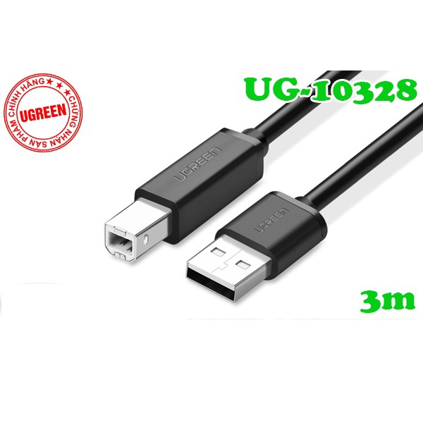 Cáp usb máy in 2.0 cao cấp Ugreen dài 1.5m 2m 3m 5m  10845  10327 10328  10329- Hàng chính hãng bảo hành 18 tháng