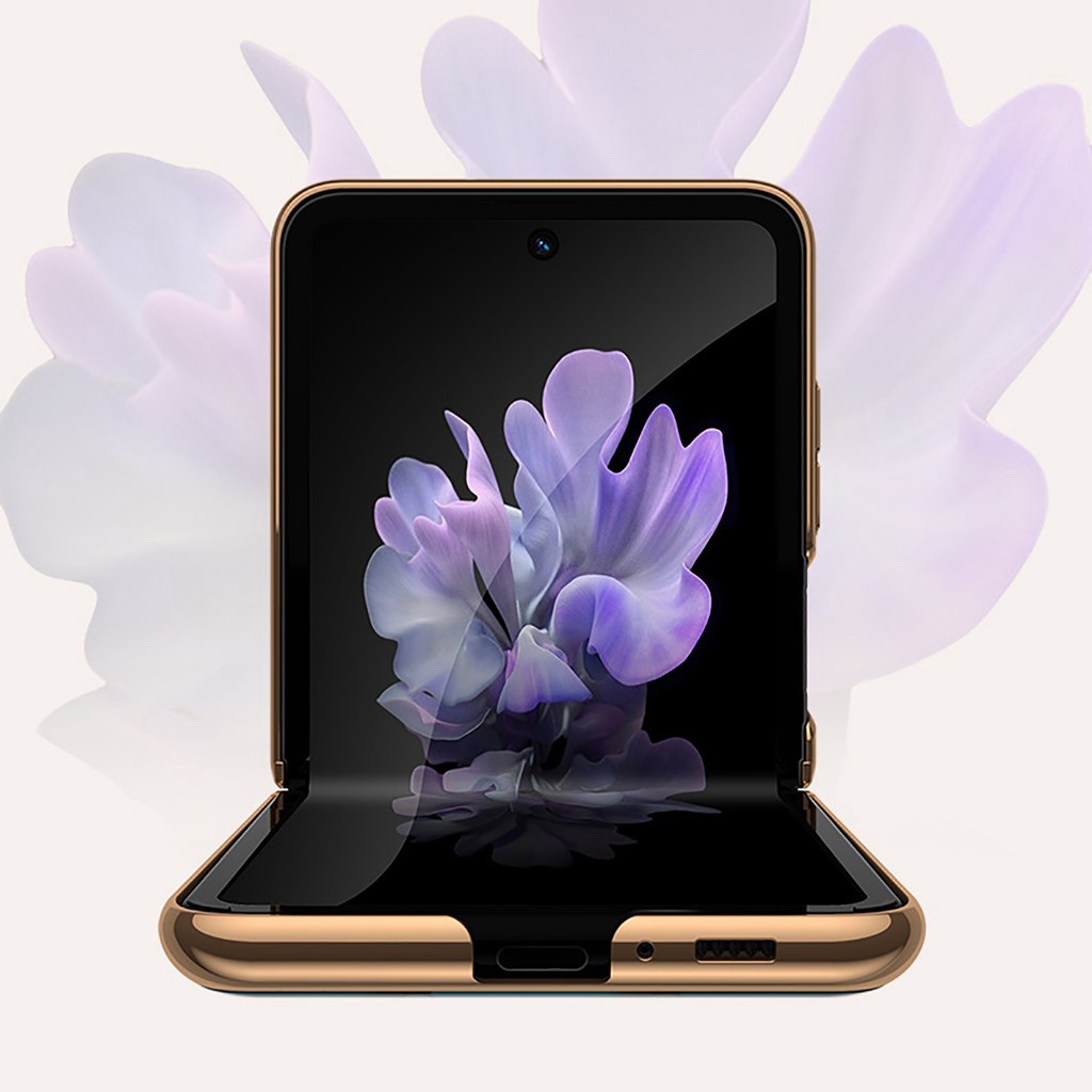 Ốp điện thoại PC mặt kính mạ điện phong cách thời trang bảo vệ cho Samsung Galaxy Z Flip