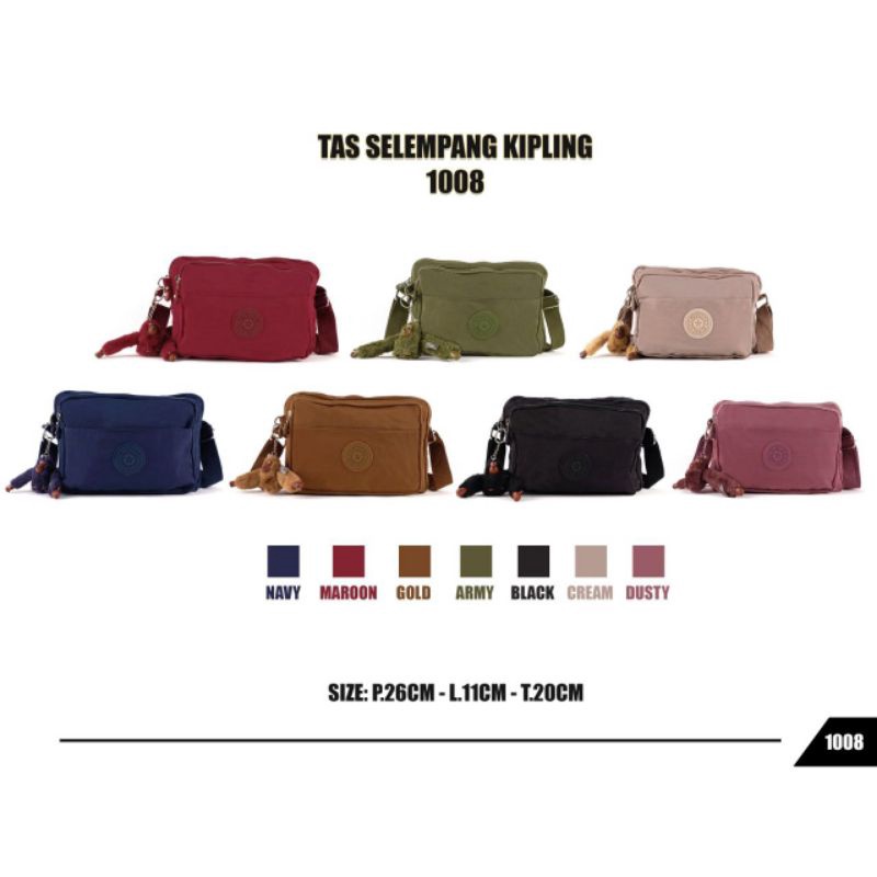 Túi vải dù đeo chéo nữ Kipling KL1803 size 28 nhiều ngăn đựng điện thoại, ví tiền thời trang cao cấp SANTA STORE