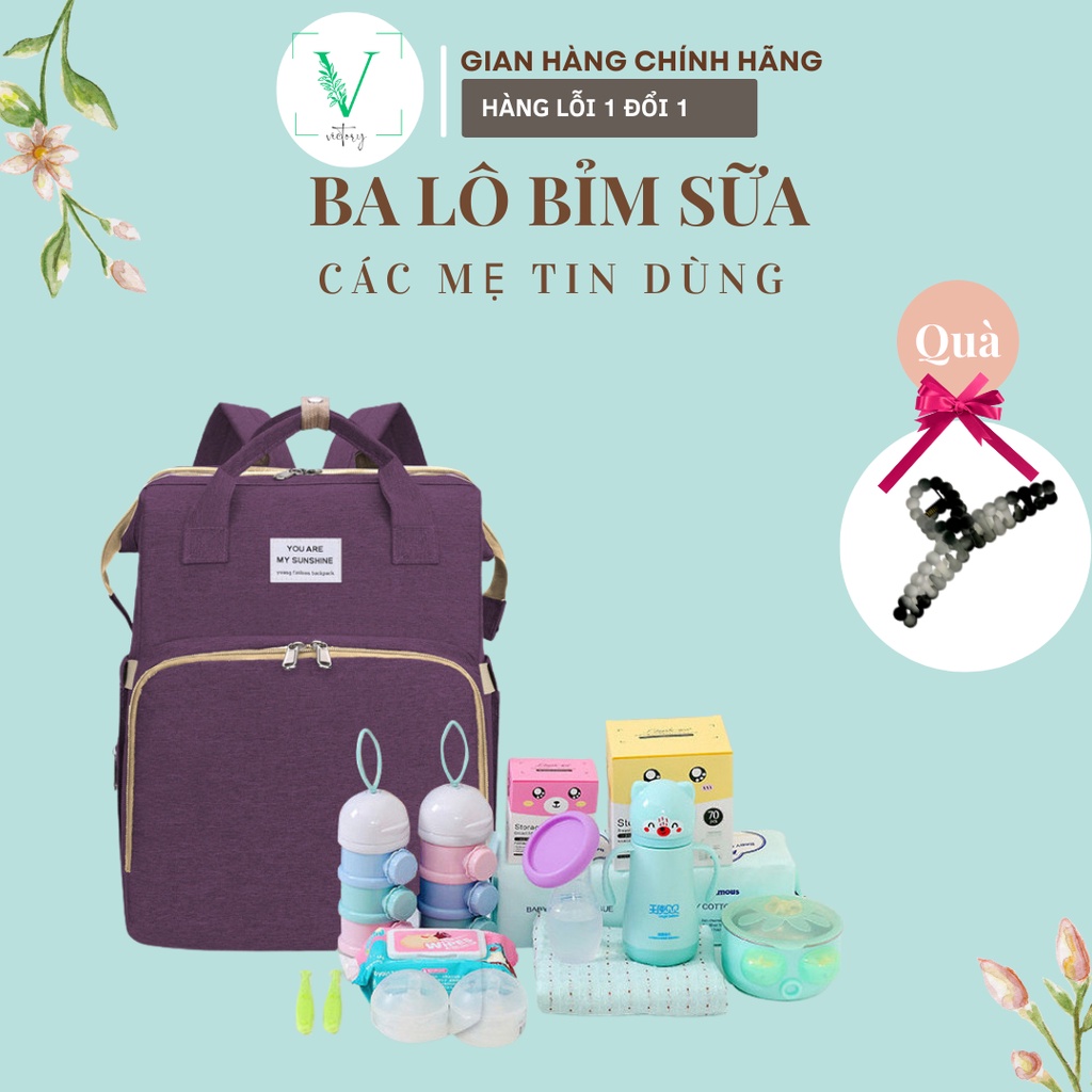 💖Balo Bỉm Sữa Kèm Giường Cho Bé, Ngăn Giữ Nhiệt, Vải Chống Thấm Tiện Dụng Cao Cấp -SKU: 501 - VICTORY💖