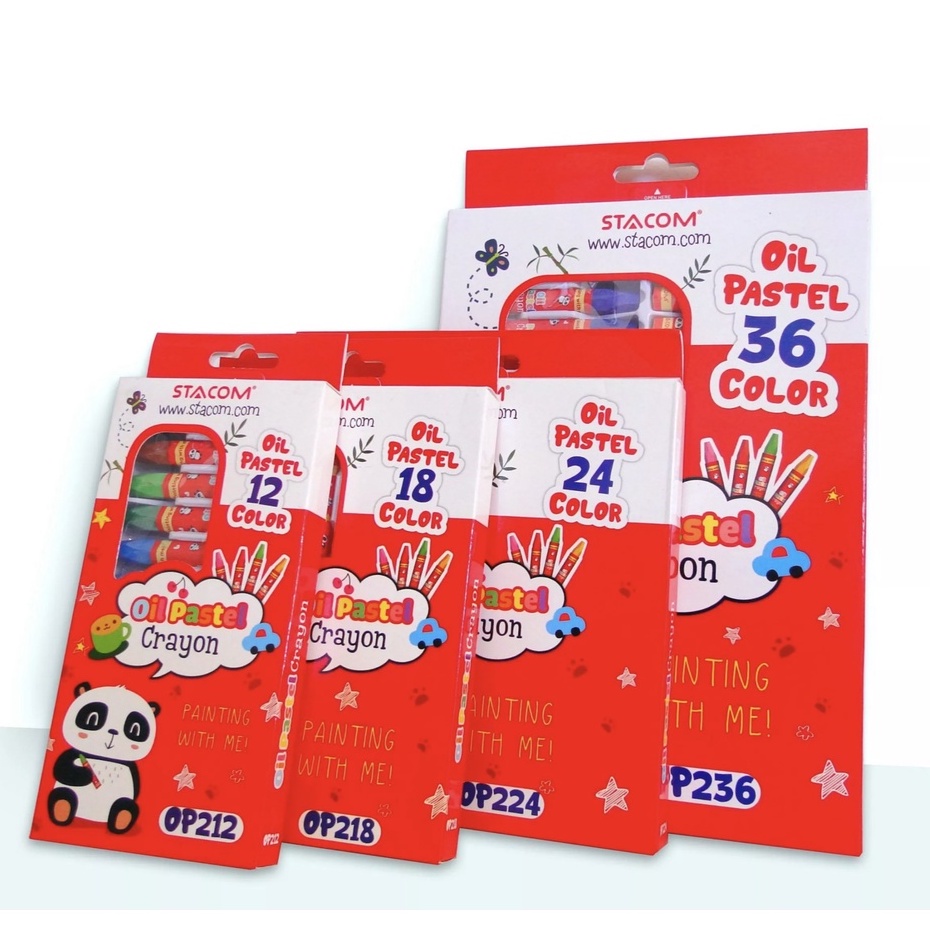 Bút Sáp Dầu STACOM Gấu Panda - 12 Màu/18 Màu/24 Màu