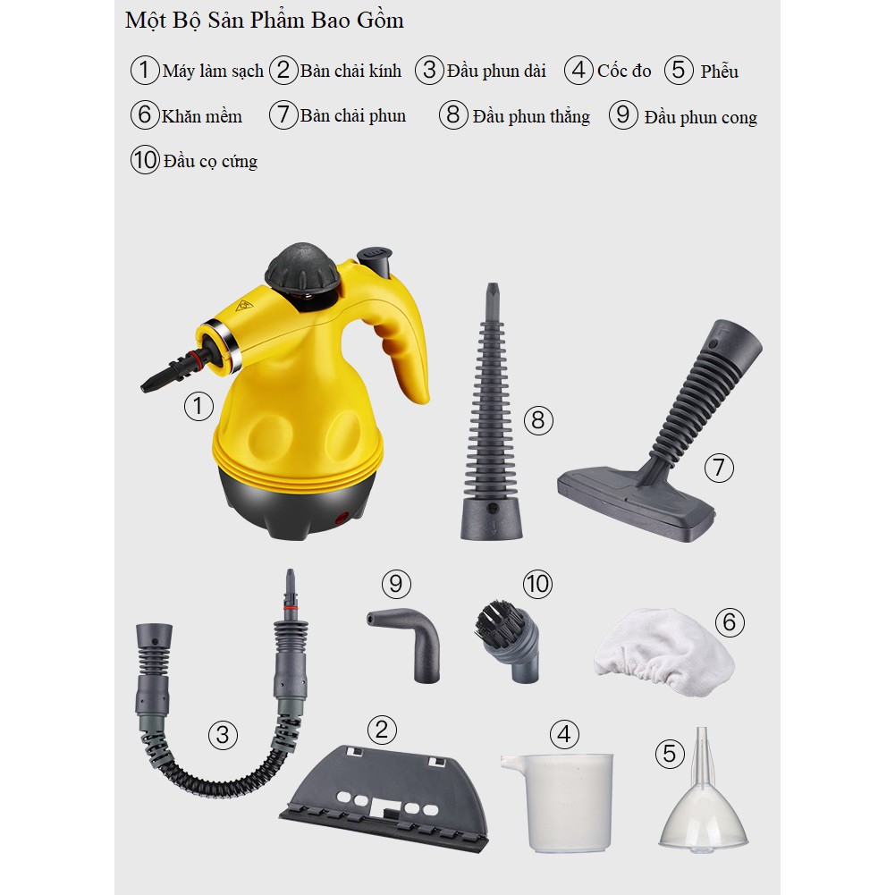 Máy Vệ Sinh Nhà Cửa Bằng Hơi Nước Đa Năng - Hanruioffical