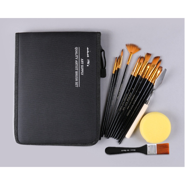 Bộ cọ vẽ chuyên nghiệp Cọ vẽ màu Acrylic Màu nước Sơn dầu (Kèm bay, pallete, túi đựng)