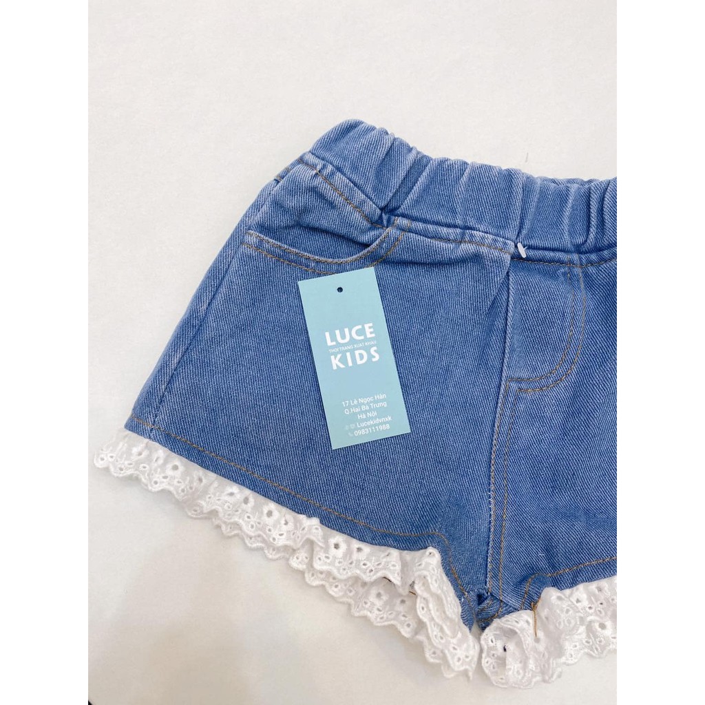 Quần short jean ren gấu cho bé gái