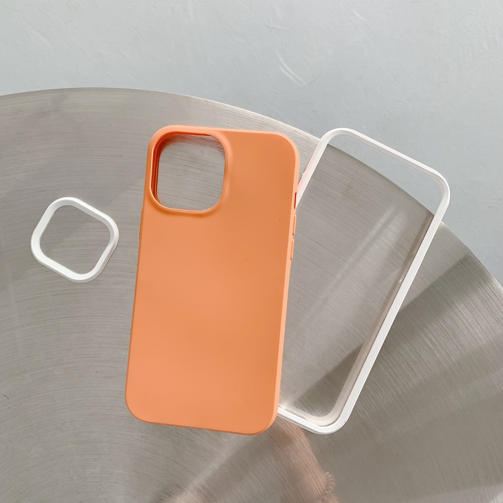 Ốp Điện Thoại Silicon Màu Trơn Chống Sốc 3 Trong 1 Cho iPhone 14 / 13 / 12 / 11 / X / 8 / 7P