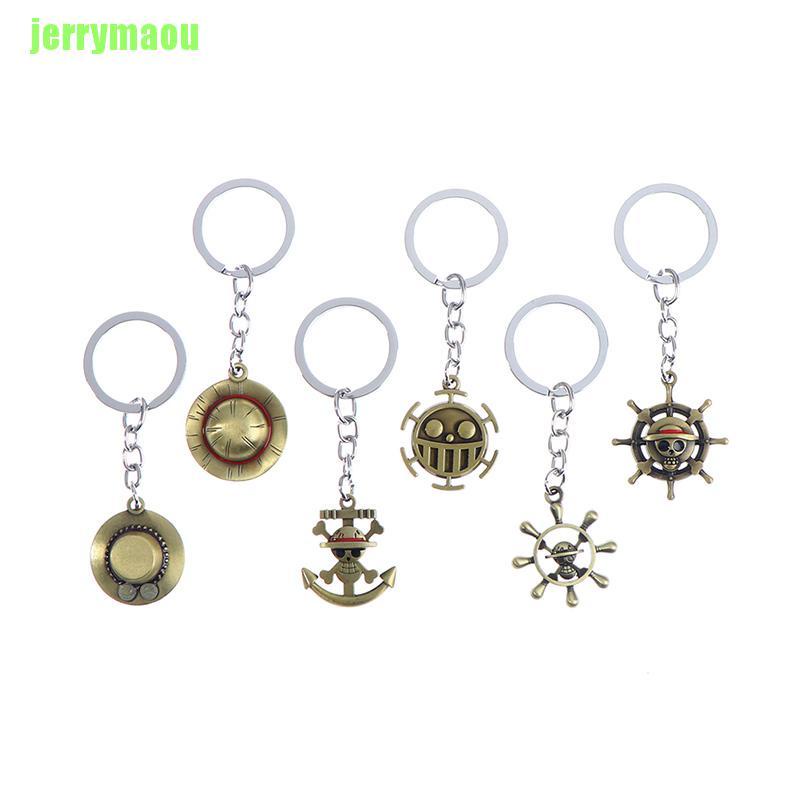 [JERU] One Piece Key Ring Action Figure Pirate Ship toy Banner Pendant Anime Keychain ERHZ