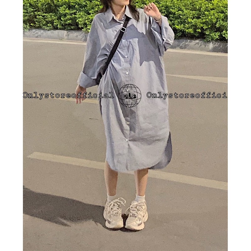 váy sơ mi oversize 2 màu,tà váy xẻ 2 bên(nhận hàng có vấn đề liên hệ shop trước khi đánh giá ạ) | BigBuy360 - bigbuy360.vn