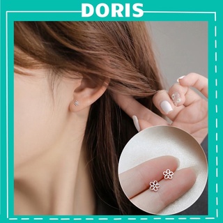 Bông tai bạc nhỏ hình bông hoa rỗng - doris house