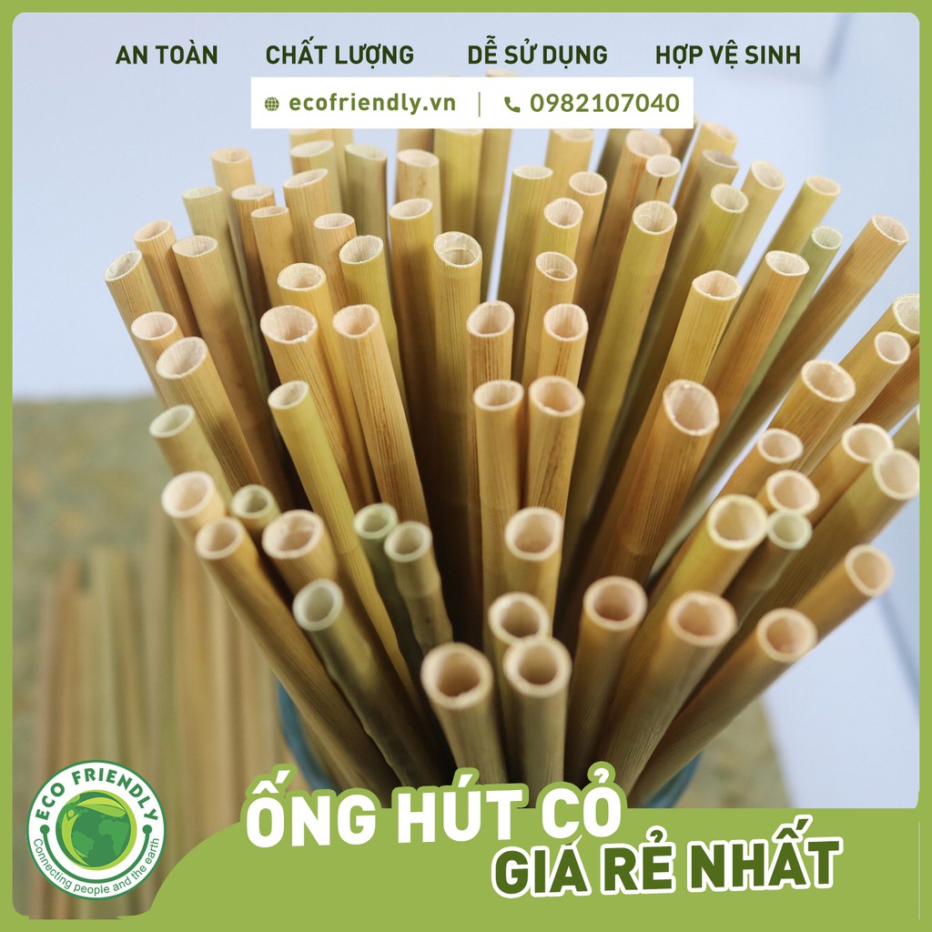 Ống hút cỏ bàng (Grass straws) Hộp 100 ống dài 20 cm - Hàng xuất khẩu đi Mỹ - Dùng được cho tất cả các loại thức uống