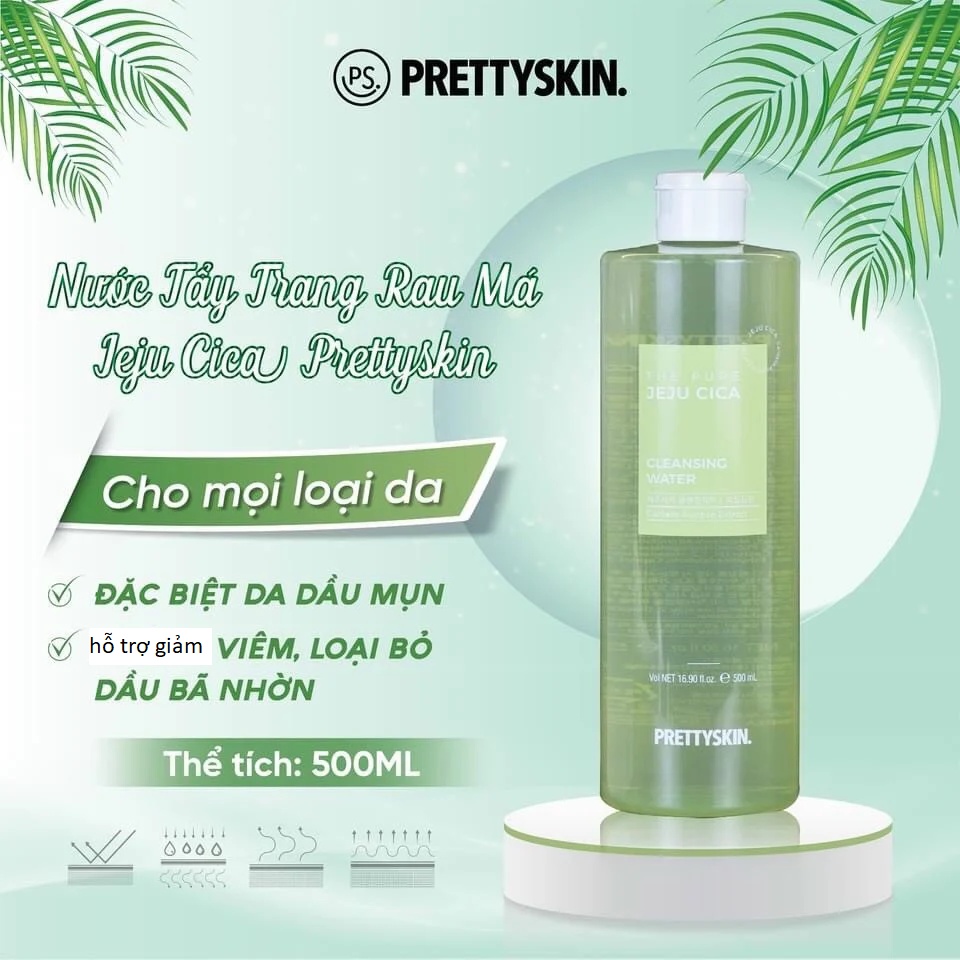 Nước Tẩy Trang PrettySkin -  Prettyskin Rau Má Jeju Cica Giúp Sạch Sâu