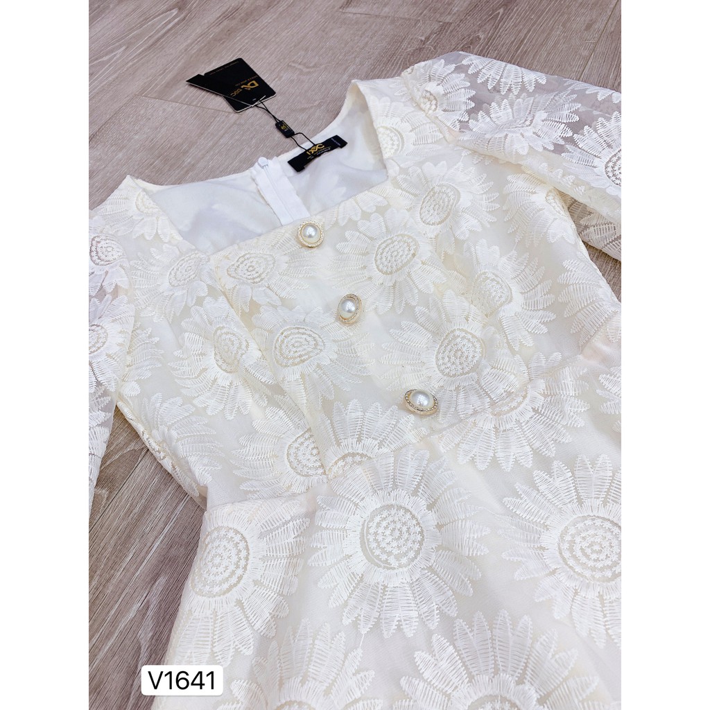 VÁY XÒE TRẮNG KEM HOA CÚC V1641 - Đẹp Shop DVC (Kèm ảnh thật trải sàn do shop tự chụp) | BigBuy360 - bigbuy360.vn