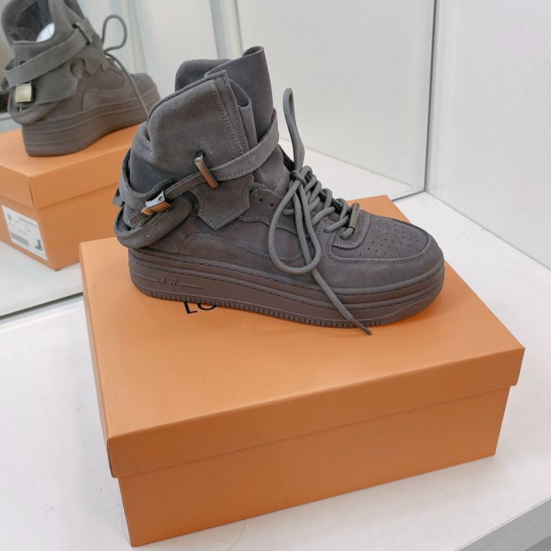 H(ẢNH THẬT) Giày Thể Thao Xám Cổ Cao Da Mềm Êm Fullbox Cao Cấp