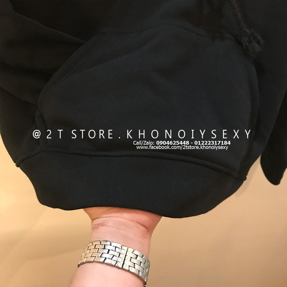 Áo hoodie unisex 2T Store H01 màu đen - Áo khoác nỉ chui đầu nón 2 lớp dày dặn đẹp chất lượng