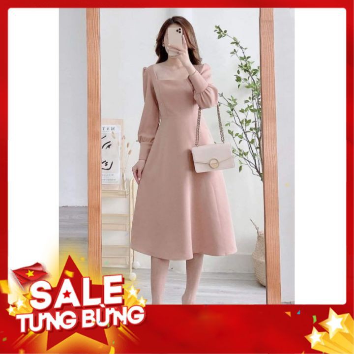 Đầm dự tiệc trắng xòe cổ u vintage | BigBuy360 - bigbuy360.vn