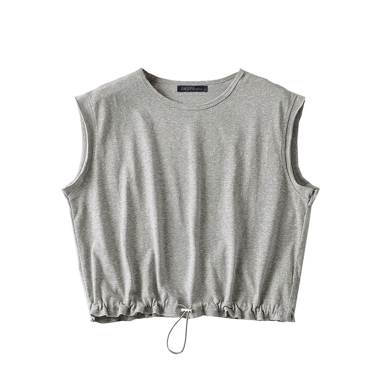 Áo sát nách ZANZEA cổ tròn dây rút phong cách Hàn Quốc dành cho nữ