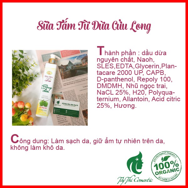 Sữa Tắm Từ Dừa Cửu Long Chai 250ml