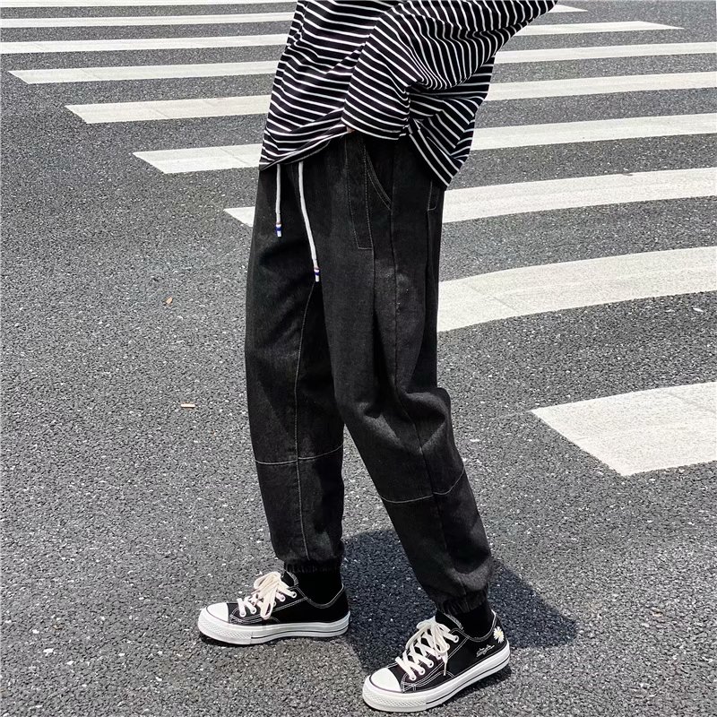 Men's Fashion Elastic Drawstring Long-Length Jeans