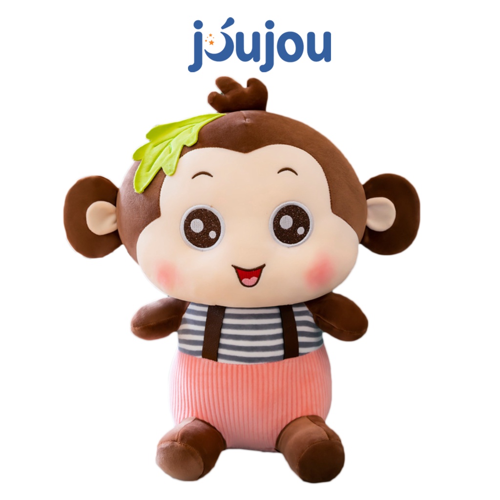 Gấu bông monkey thương hiệu jujou let's play quần yếm cute size 25cm cao cấp mềm mịn dễ thương cho bé
