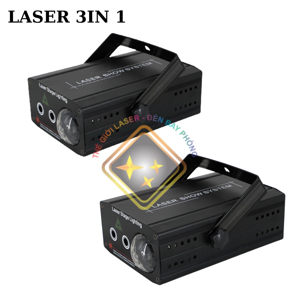 Đèn Laser 3 in 1 Cảm Biến Nhạc  Kết Hợp Nền Với Laser Giá Rẻ Dùng Cho Phòng Bay, Karaoke, bar...