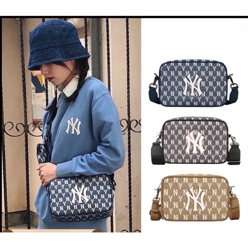 Set 2 Túi Thêu NY Dáng Unisex, Túi Đeo Chéo Nam Nữ Kèm Ví Nhỏ
