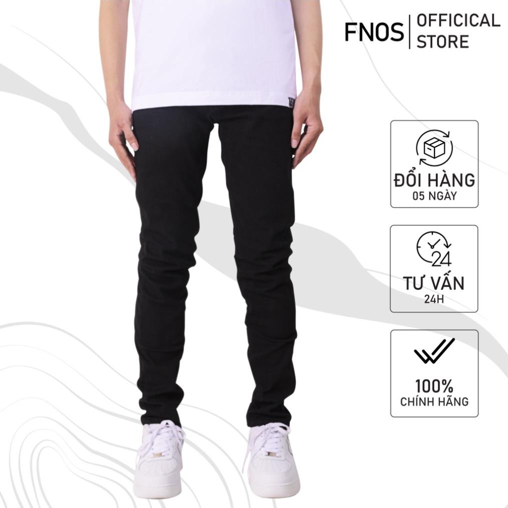 Quần jean nam streetwear cao cấp FNOS màu đen trơn form slimfit jean thun co giãn ! '