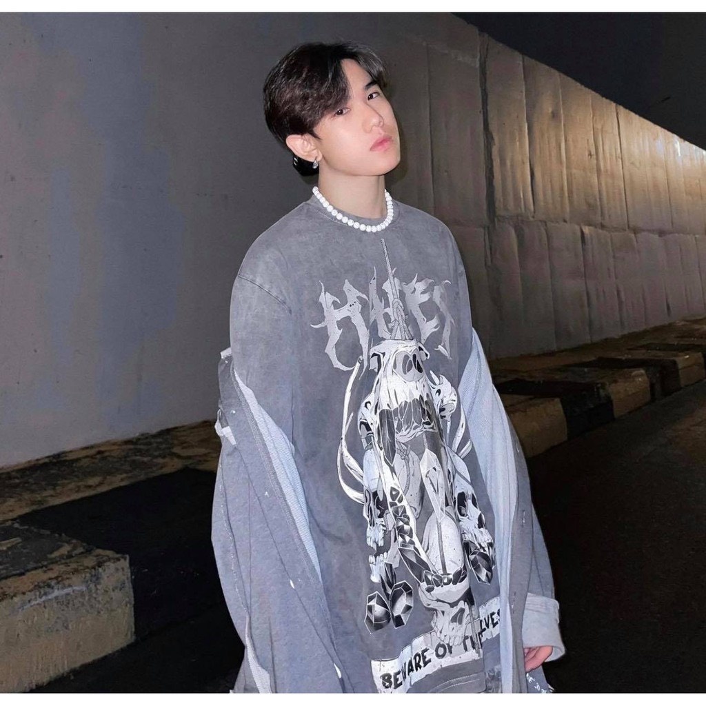 Áo thun Hades Skull Wolf Wash Tee unisex cho cả nam nữ form 40kg - 90kg  AL118 Thời trang Unisex HCM