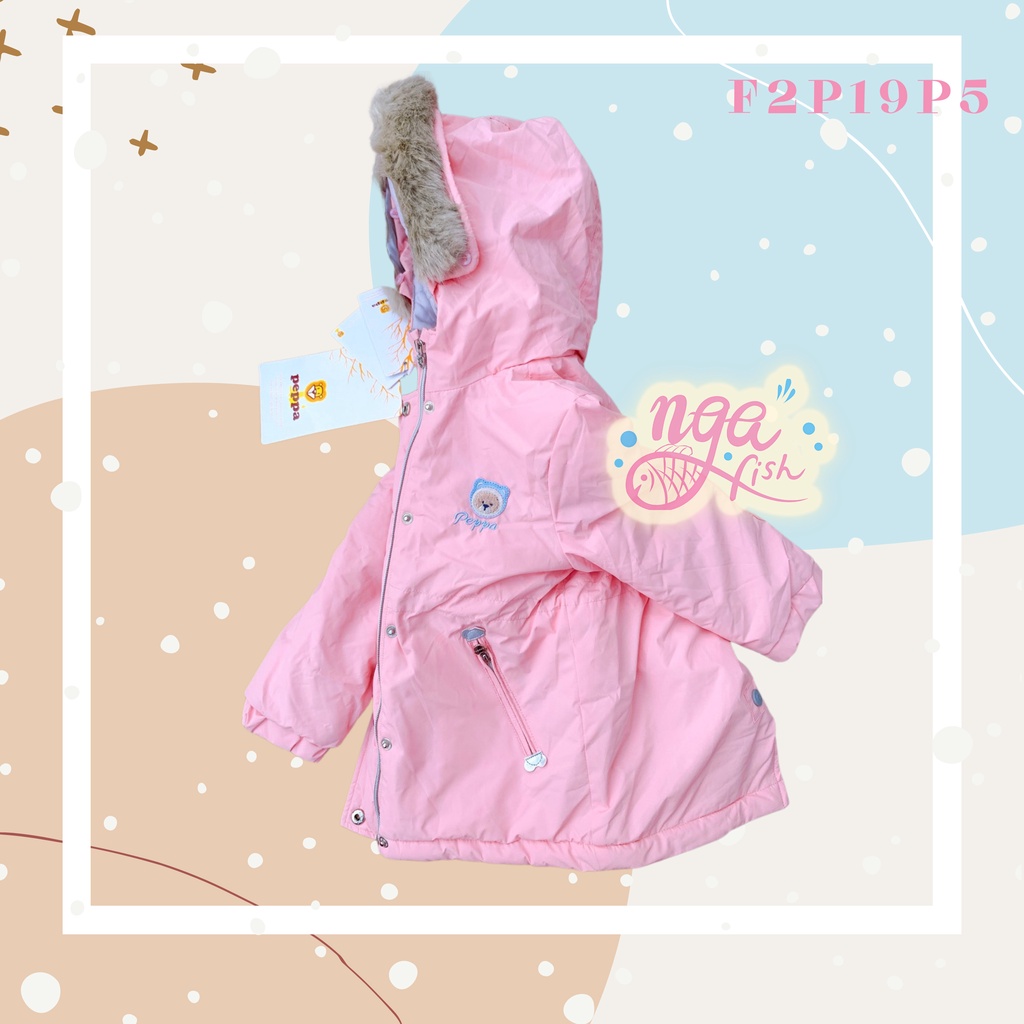 Áo khoác parka lót bông hồng Peppa đáng yêu Nga Fish F2p19P5