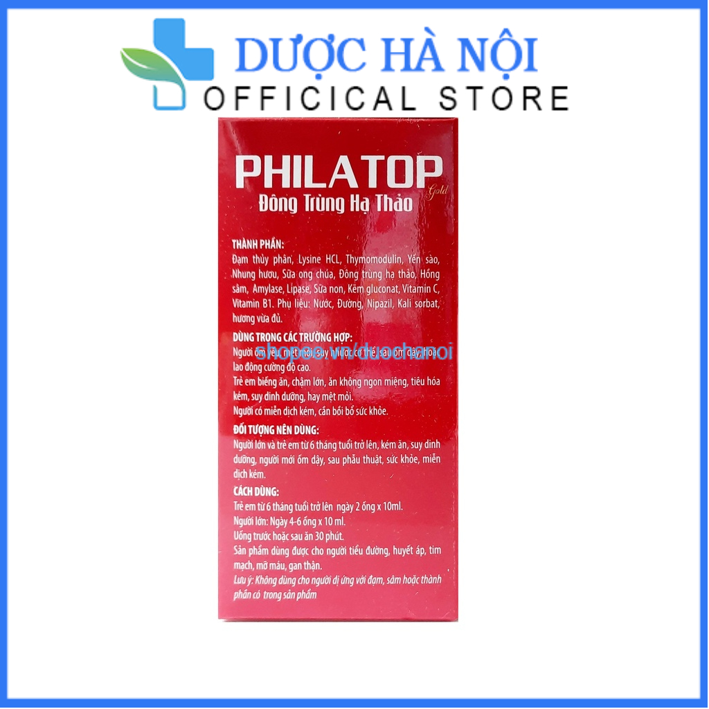 Ống Philatop đông trùng hạ thảo giúp tăng sức đề kháng , bồi bổ sức khỏe, tăng tiêu hóa- hộp 20 ống x 10ml