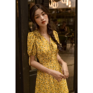 Đầm midi viền bèo hoa nhí OLV Boutique sz L