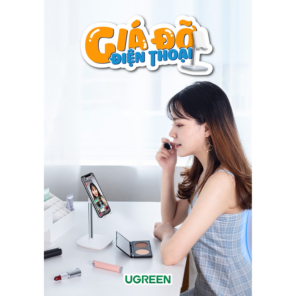 Giá đỡ điện thoại, máy tính bảng UGREEN LP177 chất liệu kim loại có thể xoay 45 độ - Hàng phân phối chính hãng