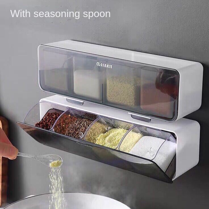 Hộp Đựng Gia Vị Chia Bốn Ngăn Tiện Dụng Cho Nhà Bếp