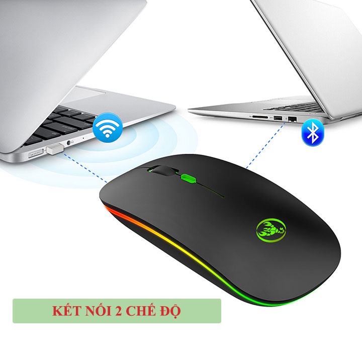 Chuột ko dây Bluetooth HXSJ T18 wireless 2.4GHz tự sạc pin ko tiếng click chuyên dùng cho Laptop Laptop táo,PC,Tivi