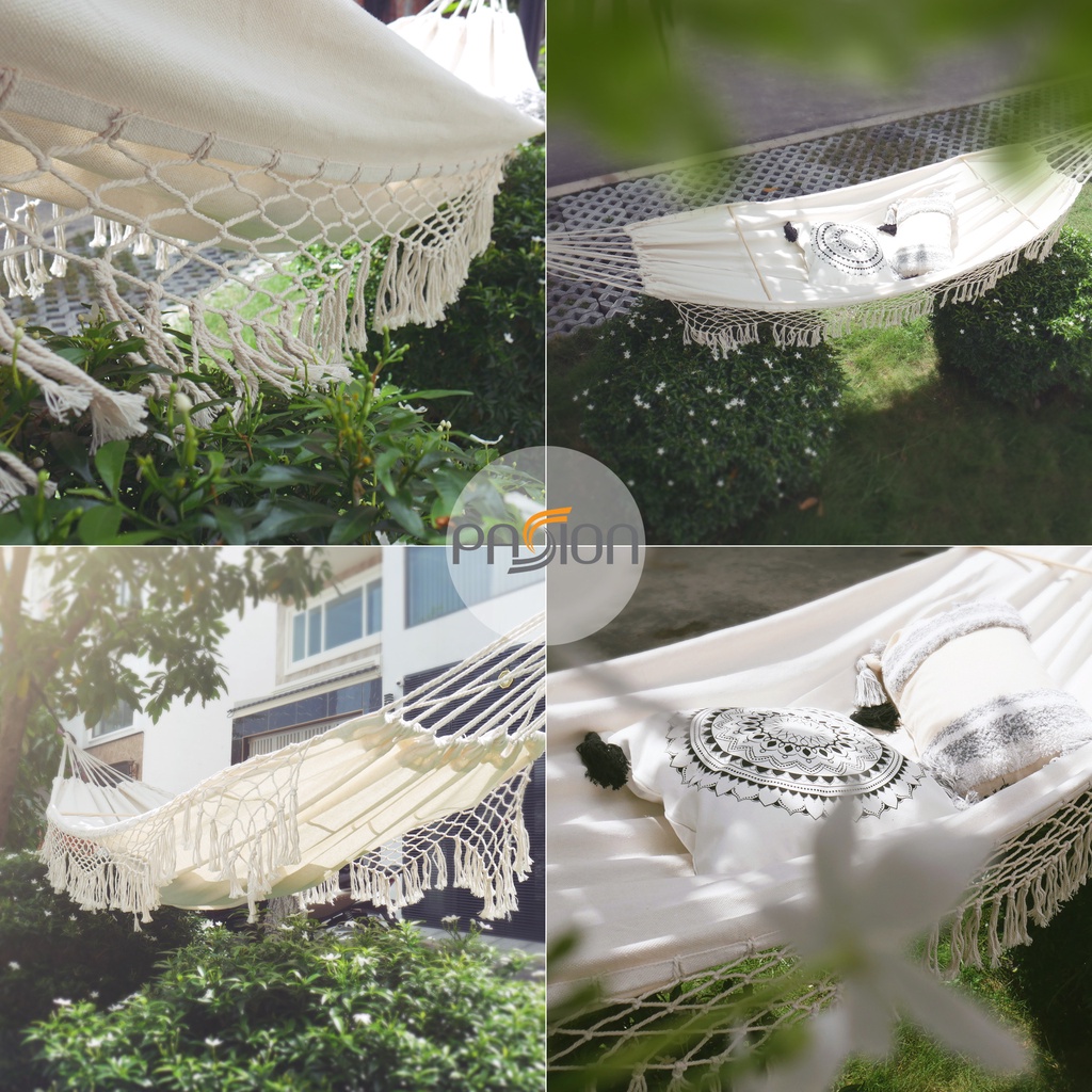 Võng Dài Canvas Tua Rua Trang Trí Đi Biển Picnic