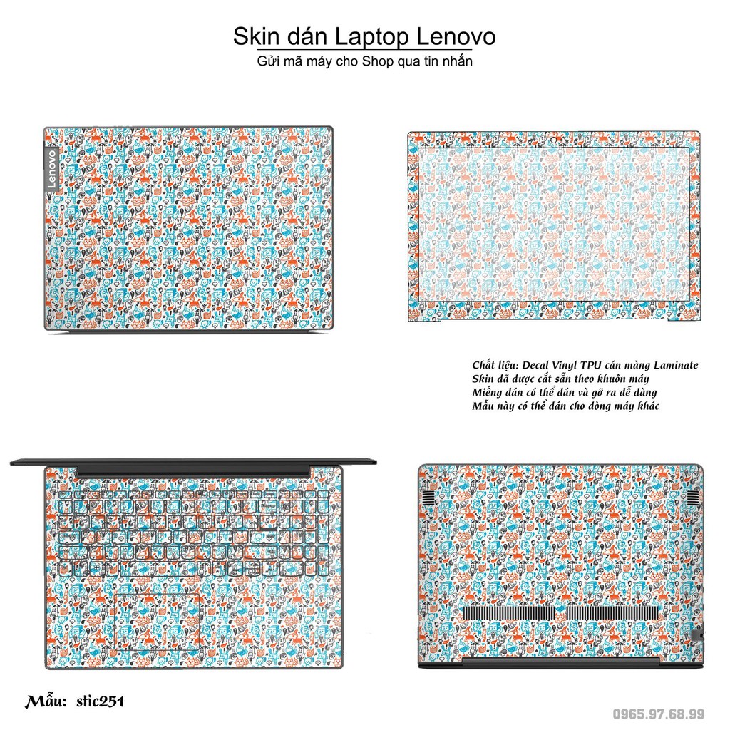 Skin dán Laptop Lenovo in hình hoạt hình animal - stic251 (inbox mã máy cho Shop)