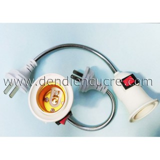 Đuôi đèn lò xo e27 phích cắm + công tắc