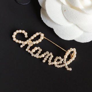 Fashion retro letters pearl rhinestone brooch personality