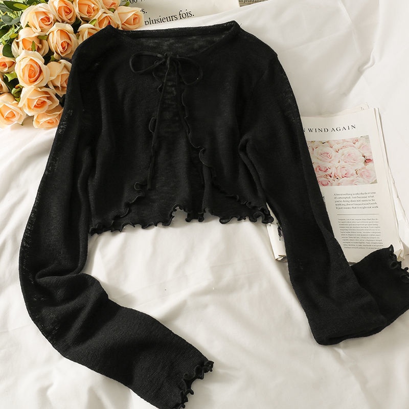 Áo Khoác cardigan Dệt Kim Mỏng Chống Nắng Dáng Ngắn Thời Trang Mùa Hè Cho Nữ