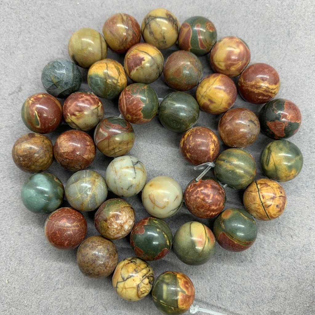 Chuỗi hạt ngọc jasper tự nhiên hình tròn xỏ lỗ 4-12mm dùng để làm dreamcatcher
