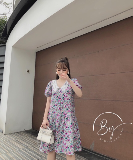 Đầm Hoa Dáng Suông Cổ Ren Cực Đẹp ❤️freeship ❤️ảnh thật clip