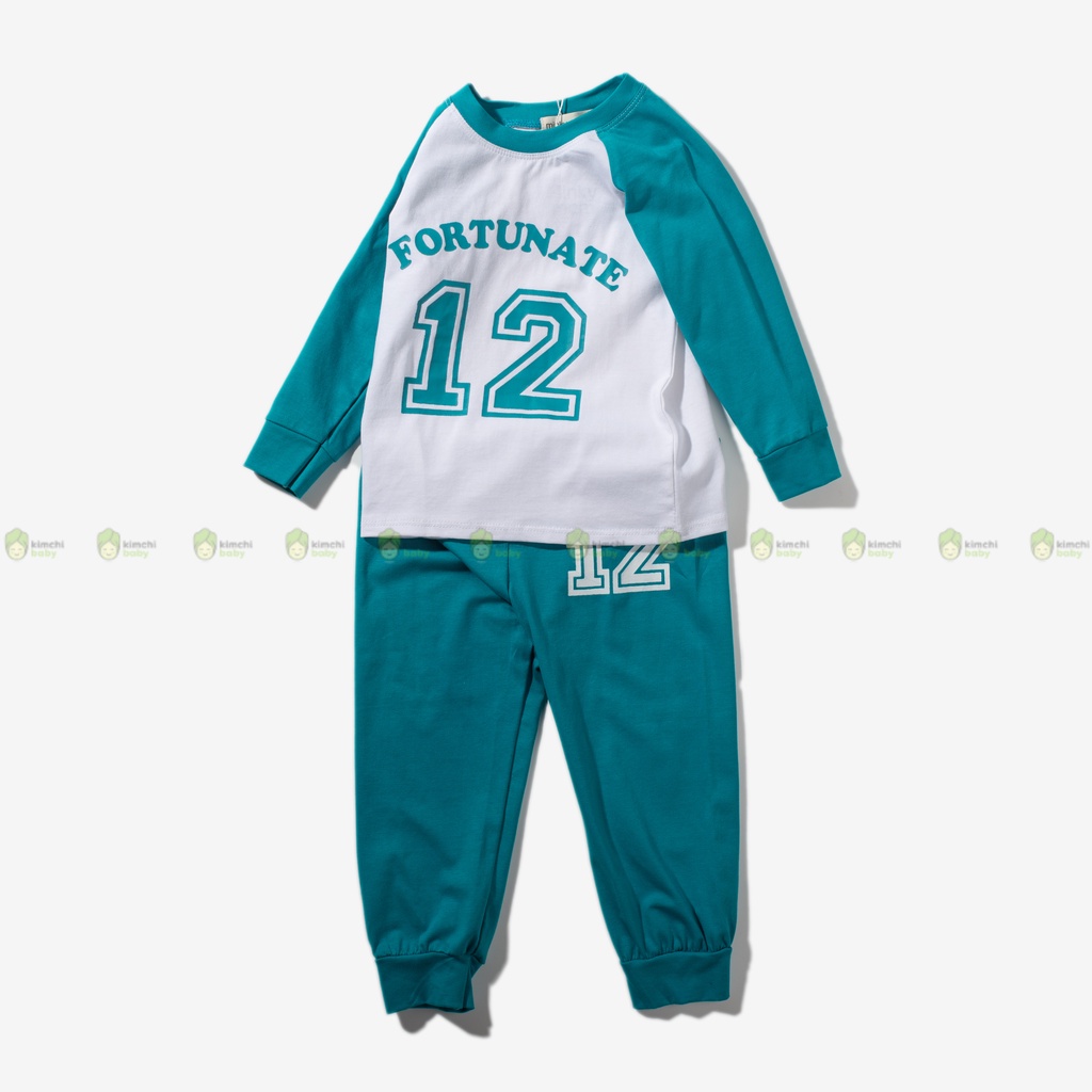 Bộ Dài Tay Cho Bé Trai, Bé Gái Vải Thun Lạnh Minky Mom  Bóng Chày In Số 12, Đồ Bộ Mặc Nhà Cho Bé Thu Đông MKMTD2226