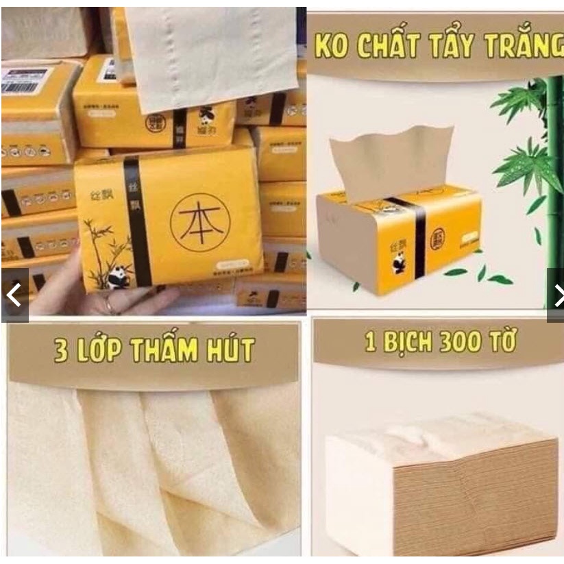 1 GÓI GIẤY ĂN GẤU TRÚC MÀU VÀNG DẠNG RÚT