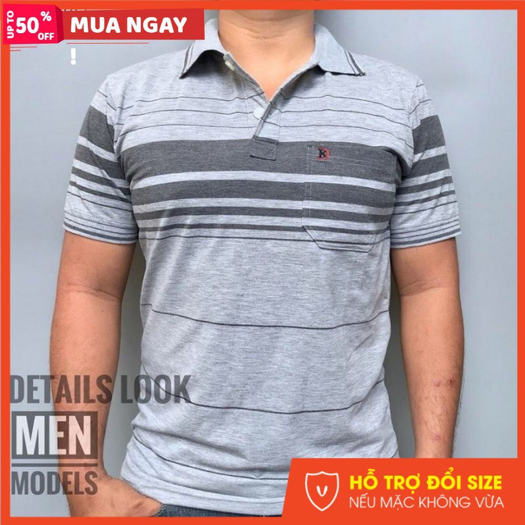 Áo Thun Nam Lớn Tuổi Có Túi Big Size 90kg -Áo Thun Nam Có Túi Trung Niên