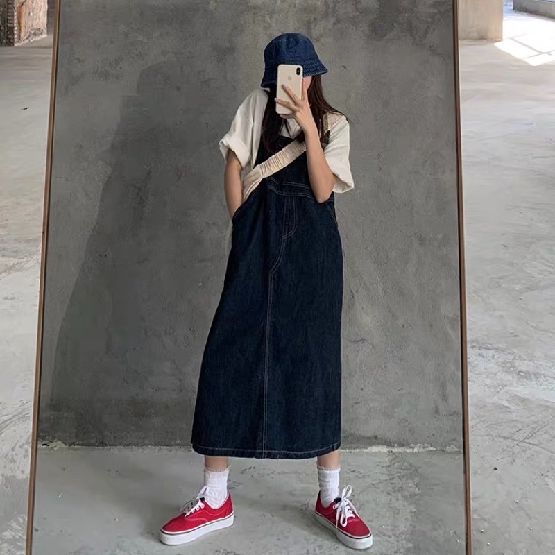 Váy yếm jeans bigsize dáng dài ulzzang order