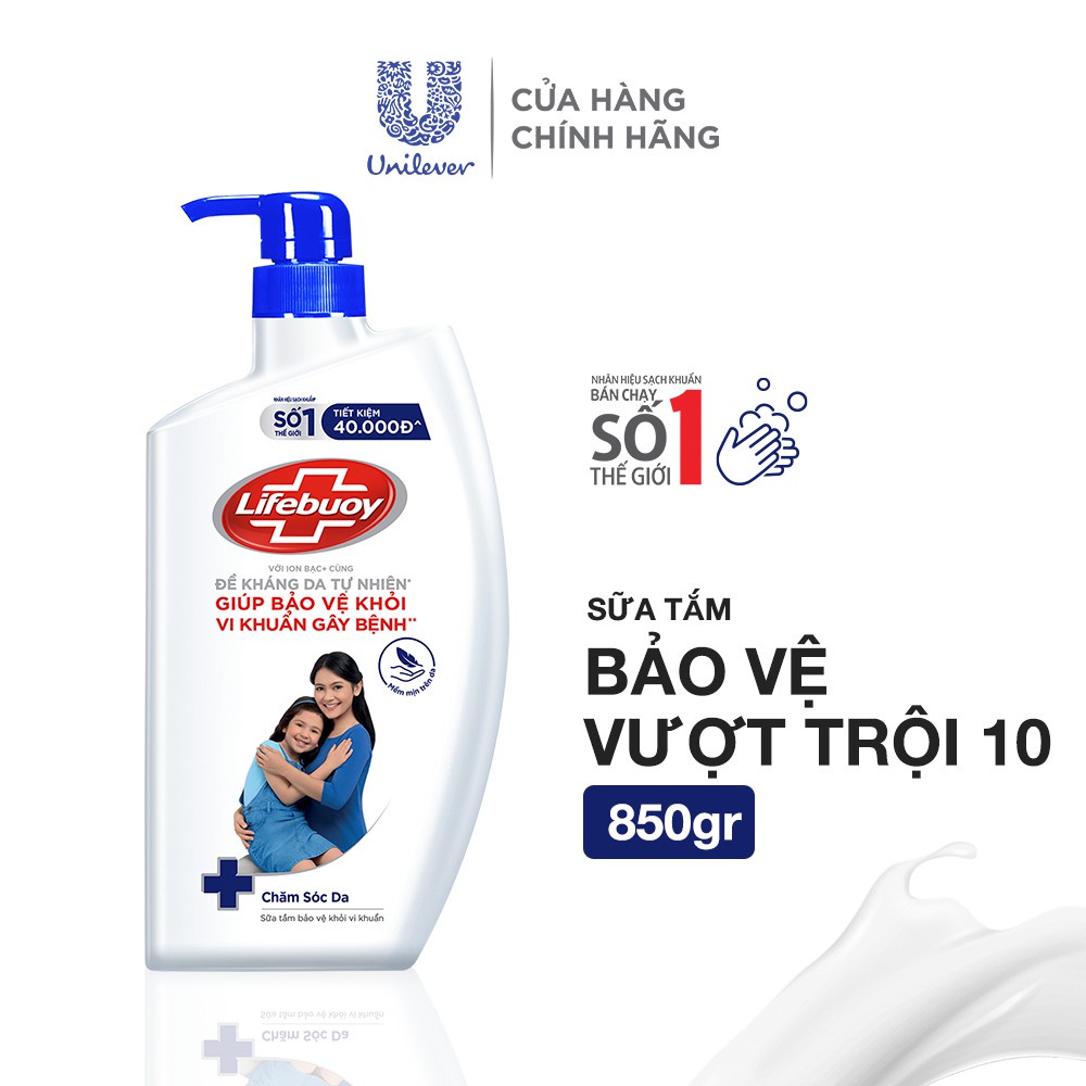 Combo Kháng Khuẩn: Nước rửa tay Lifebuoy 500g, Sữa tắm Lifebouy 800g - Chăm sóc da, Gel diệt khuẩn Lifebuoy 50ml