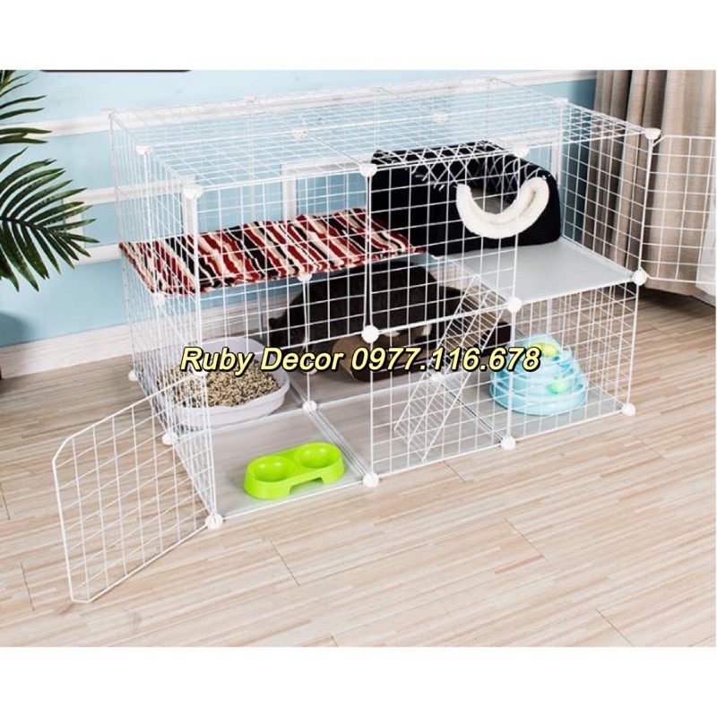 CHUỒNG MÈO 2 TẦNG chất liệu lưới sắt phun sơn tĩnh điện - Ruby Decor