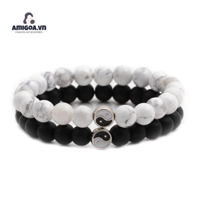 Vòng Tay Chuỗi Hạt Mặt Hình Âm Dương Thời Trang Cho Nam