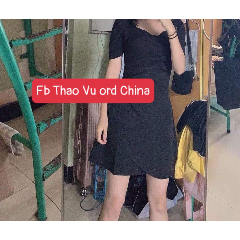 Váy Tay Lửng 2 Màu Be Vs Đen ⚡️ẢNH THẬT⚡️ Váy Đầm Cotton Mùa Hè