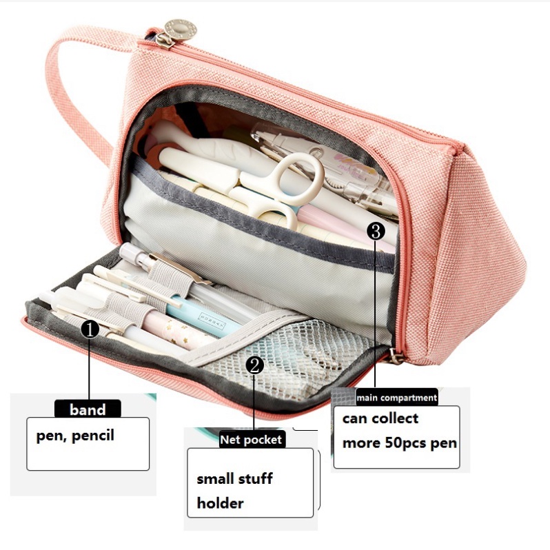 Túi Đựng Bút Bằng Vải Canvas Cỡ Lớn Kiểu Hàn Quốc Đơn Giản Dễ Thương Cho Học Sinh Ốp
